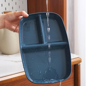 Plat divisé allant au micro-ondes dans 3 assiettes réutilisables diététiques Vaisselle de cuisine Portion 3 compartiments Assiettes à salade pour adultes - Product Image 4