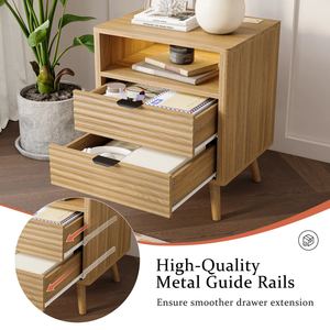 Modern Durable Vietnam OEM Manufactured Wood Nightstand with 2 <b>Drawers</b> for Bedroom and Living Room Furniture BEDSIDE TAB MD03 - Product Image 6