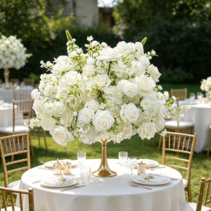 DKB Export Quality Artificial Silk Peony Roses Hydrangea White Flower Ball for Wedding Table Centerpieces - Product Image 1