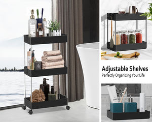 Organisateur de chariot classique multifonction, 3 niveaux, étagère pliante, tour de rangement utilitaire - Product Image 6