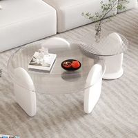 Table basse ronde moderne en noyer avec plateau en verre, design décoratif multifonctionnel pour salon, meubles de maison