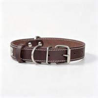 Collar Ajustable de Cuero Genuino para Mascotas con Placa de Identificación Grabada en Acero Inoxidable, Collar para Perro y Gato, Multicolor