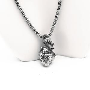 Collier Pendentif Cœur Battant Vintage en Acier Inoxydable 316, Bijoux pour Hommes en Acier Titane Tendance - Product Image 4