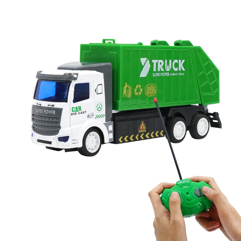 Qilong Diecast Remote Control Garbage Truck Toys Garbage Recycling Truck Toys Rc Sanitation Dump Truck Children's Toys