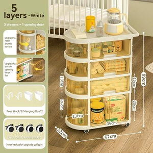 Carritos de Plástico Multifuncionales Plegables con 4 Ruedas, Carrito de Almacenamiento para Cocina, Carrito Rodante - Product Image 1