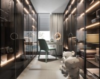 Lesso Home Dressing Moderne Noir à Double Rangée de Vitres pour Chambre et Salon, Meuble Commercial Pré-assemblé