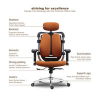 Chaise de bureau pivotante ergonomique moderne en tissu rembourré avec roulettes réglables, orange, garantie 3 ans, pour usage scolaire et hospitalier