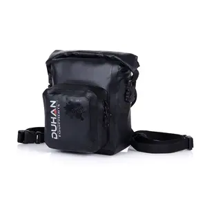 Rongduhan — sac noir pour conducteur de moto, sac banane imperméable avec poches en cuir, sac à ceinture pour extérieur