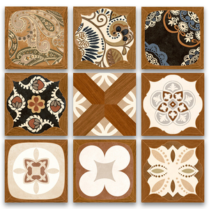Mosaico de <span class=keywords><strong>madera</strong></span> de 300x300mm Retro francés, azulejo de cerámica de porcelana, pared mate antideslizante, azulejos de suelo de 4mm-12mm para cocina, inodoro, 5mm - Product Image 2