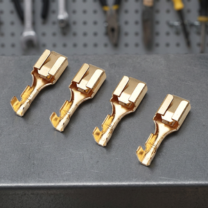 Brass Tin Plated Crimping Automotive Lug <b>Terminals</b> 6.3 Square Plugs Cable Connector 230V Rated Custom <b>Terminal</b> Model DJ621-B6.3 - Product Image 2