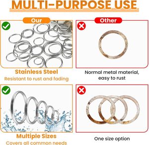 พวงกุญแจสแตนเลส 304 ป้องกันสนิม แหวนกุญแจโลหะแบบหนาสำหรับกุญแจ - Product Image 4