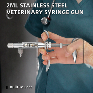 Jeringa Veterinaria Reutilizable de Acero Inoxidable de 2 ml, Aprobada por CE e ISO, para Vacunación de Ganado, Marca Hasni Surgical - Product Image 2