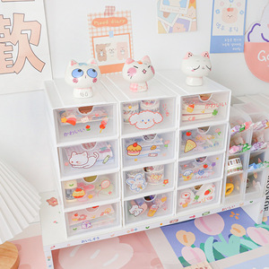 Transparent <b>Drawer</b> <b>Storage</b> <b>Box</b> Stackable With Lid For Desk Organizing Stationery Cosmetics Office Supplies - Product Image 3