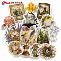 Autocollants personnalisés vintage fleurs et papillons pour journal, étanches, autocollants en vinyle découpés à la forme, pour scrapbooking et agenda