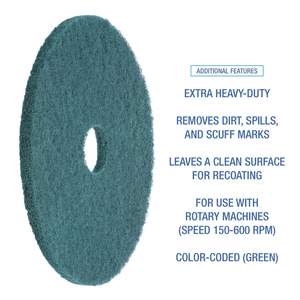 18 pulgadas. Discos de Fregado Resistentes de Color Verde para Limpiadores Comerciales - Paquete de 5 - Product Image 6