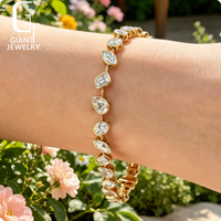 Bracelet de luxe avec breloques tennis serties clos pour femmes et hommes, en or 9k 10k 14k, diamants de laboratoire certifiés IGI