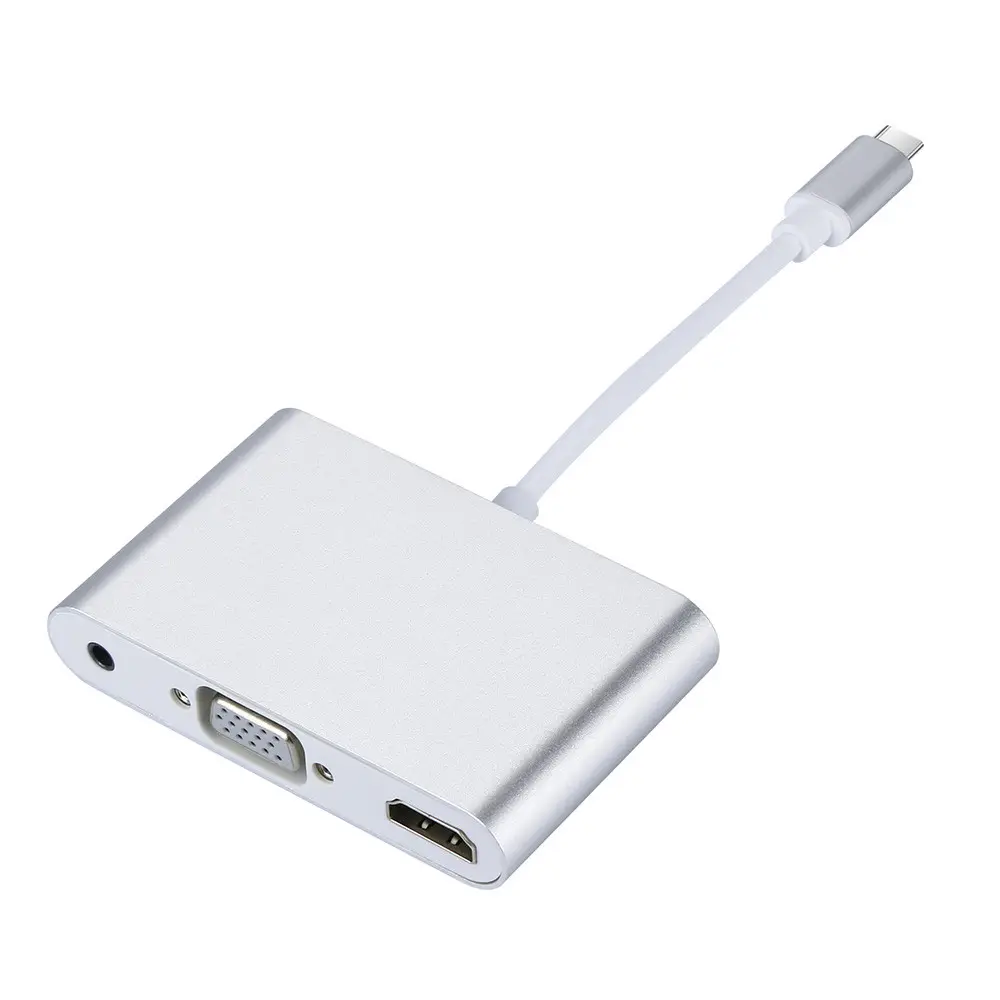 Bộ Chia Âm Thanh USB Type C Sang HDMI VGA 3.5Mm Bộ Chuyển Đổi Đa Cổng 3 Trong 1 Máy Phát Video Trò Chơi Điện Thoại Di Động