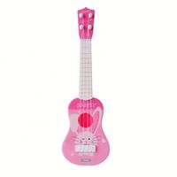 Pink Color Mini Four Strings Toy Guitar Children's Simulation Instrument Can Play Enlightenment Musical Instrument Toys Pink