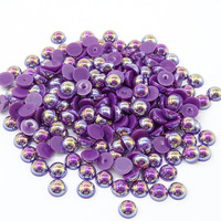 Perles plates rose vif, perles ABS demi-rondes fuchsia pour la décoration de coques de téléphone DIY, style Barbiecore