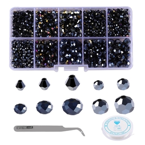 Perles de verre rondes tchèques pour la fabrication de bijoux, bricolage Bracelet collier anneaux accessoires perles Kit cristal perles d'espacement à facettes - Product Image 1