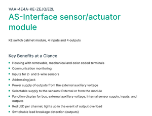 Módulo Sensor/Actuador AS-Interface P+F VAA-4E4A-KE-ZEJQ/E2L, Nuevo y Original, Venta al por Mayor, en Stock - Product Image 2