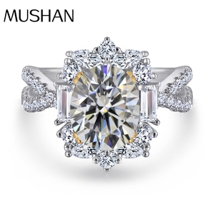 Anello da Donna in Argento Sterling S925 <span class=keywords><strong>con</strong></span> Rubino Moissanite Ovale da 2 Carati, Gioielleria di Alta Gamma della Fabbrica MuShan - Product Image 1