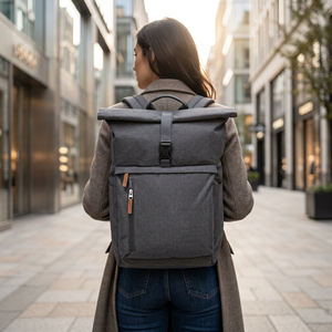 Large Capacity Roll Top <b>Laptop</b> <b>Backpack</b> for Students Unisex College School Travel Bag with Padded <b>Laptop</b> Compartment - Product Image 3