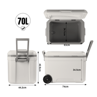 Nouvelle conception, glacière portable en plastique pour boissons, vin, eau, grande capacité de 70 L, isolation extérieure, maintien au chaud des aliments, boîte rigide