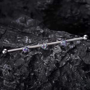 Lotus Wholesale - Joyería Industrial de Titanio G23 de 16G con Hilo y Circonita Cúbica para Piercing de Cartílago, Pendiente de Barra - Product Image 6