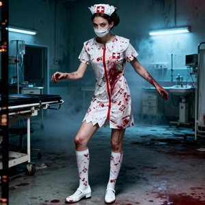 Costume d'infirmière ou de médecin d'Halloween Yi Xiaoyi, tenue de cosplay unisexe pour adultes, sanglante, pour fête sur le thème des zombies effrayants - Product Image 2