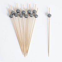 Vente en gros de cure-dents en bambou écologiques, pics alimentaires jetables de 12 cm de long, décoration de boules, garniture pour restaurant, buffet, plateau de fruits