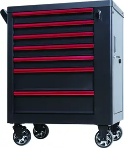 Сверхмощный металлический шкаф для инструментов из стали с 7 ящиками, с боковой дверью, роликовая тележка с роликами