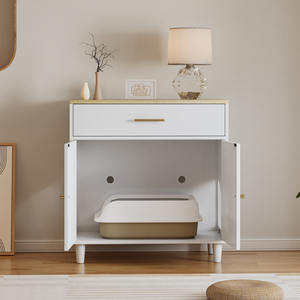 Mueble para Gatos con Contenedor de Arena Oculto, Gabinete de Almacenamiento Lateral de Madera, Compatible con la Mayoría de las Cajas de Arena - Product Image 3