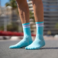 Chaussettes de course athlétiques à rayures personnalisées, anti-ampoules, de haute qualité, pour la course sur sentier et le cyclisme, avec amorti et rembourrage, chaussettes de sport pour la course