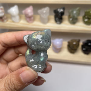 Vente en gros de pierre de roche naturelle sculptée à la main en renard de cristal pour la décoration intérieure - Product Image 2