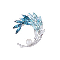 Broche TIANSHE de luxe en cristal dégradé, motif épi de blé, pour femme, avec perle d'eau douce haut de gamme, accessoire de corsage pour manteau d'hiver