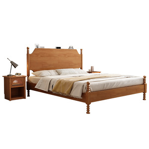 <b>Solid</b> <b>Wood</b> Bed 1.8M American Style King Size Double Bed For Master Bedroom Home Use Nordic Design - Product Image 2