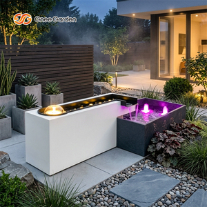 Fontaine d'eau de luxe en acier de style moderne, résistante aux intempéries, avec éclairage, taille personnalisable pour jardin extérieur et fêtes - Product Image 6