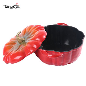 Oferta Especial: Cacerola de Hierro Fundido Esmaltado con Revestimiento, con Tapa, en Forma de Calabaza, Horno Holandés de Hierro Fundido de <span class=keywords><strong>4QT</strong></span>, <span class=keywords><strong>Cocotte</strong></span> con Forma de Calabaza - Product Image 4