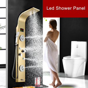 Bảng Điều Khiển Flg Vantory 2023 Vòi Tắm & Vòi Hoa Sen Có Đèn Led Điều Nhiệt Cho Phòng Tắm Mưa Bằng Thép Không Gỉ De Ducha 304 Màu Vàng Kim - Product Image 5