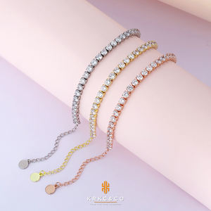 Gelang Kaki Pantai Anti-Korosi, Perhiasan Kaki Tenis, Lapisan Emas 18k, Baja Anti Karat, Tahan Air, Model Figaro, Cuban Link - Product Image 2