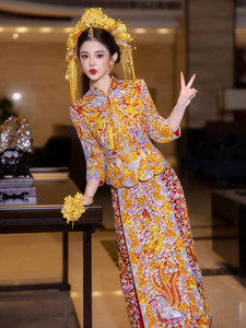 S0863Y 2026 Nuovo Abito da Sposa Cinese Tradizionale con Drago e Fenice Dorati, Vestito Xiuhe <span class=keywords><strong>per</strong></span> Banchetti - Product Image 2