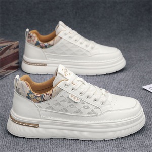 New Elastic Band Casual Versatile <b>Work</b> Sports Board Lace-up Cushioning <b>Men</b> Lightweight Waterproof Mesh PU Upper Rubber <b>Shoes</b> - Product Image 3