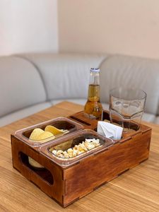 Classic Style Couch Snack Holder Couch coaster Couch Buddy Organizer Buddy Bamboo Cup Holder <b>Tray</b> for Houseware - Product Image 2