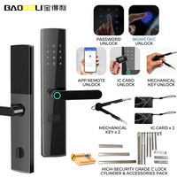 Cerradura Inteligente Baodeli con Huella Dactilar, Contraseña, Tarjeta y Control por Aplicación para Puertas de Madera, Acero y Aluminio