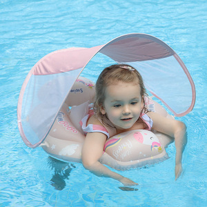 Bouée de bain gonflable pour bébé avec auvent, forme ovale, pour piscine et parc aquatique, flotteur de natation pour enfant, protection solaire - Product Image 2