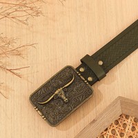 Ceinture en jean western avec boucle en alliage, style rétro tendance, universelle pour jeunes, mode punk, largeur 3,8 cm, longueur 100-130 cm