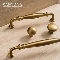 Poignées Santaya en laiton brossé antique massif, poignées de meubles de cuisine, boutons de tiroir de chambre à coucher, poignée de meuble en bronze