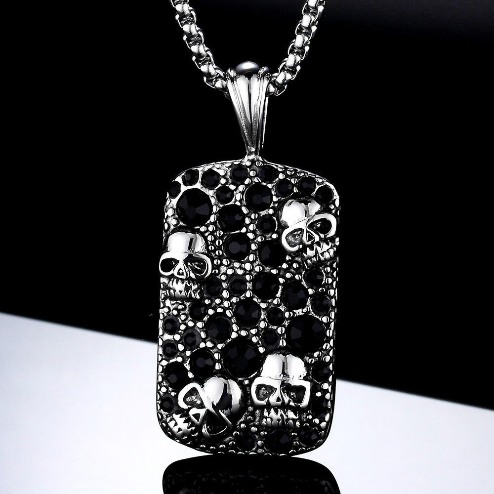 จี้เดี่ยวสีเงิน CZ สีดำไม่มีโซ่