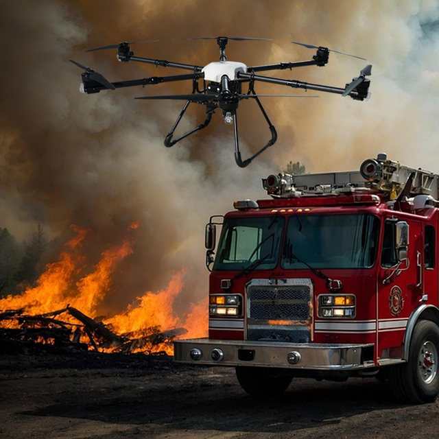 New Weatherproof Electric Multi-Rotor Fire Drone Thermal Mapping Smart Command System CE/FCC Certified for Large-Scale Fire